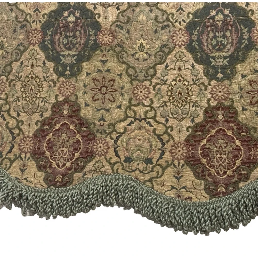 Single Stunning Tapestry Fringe Valance Scalloped Short Curtain Rug Print Brown